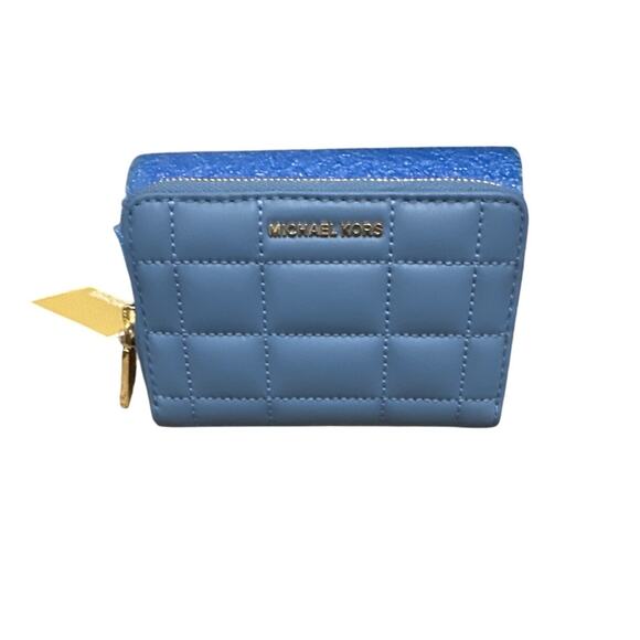 Michael Kors Leather Jet Set Card Case French Blue New with tags - Picture 1 of 4